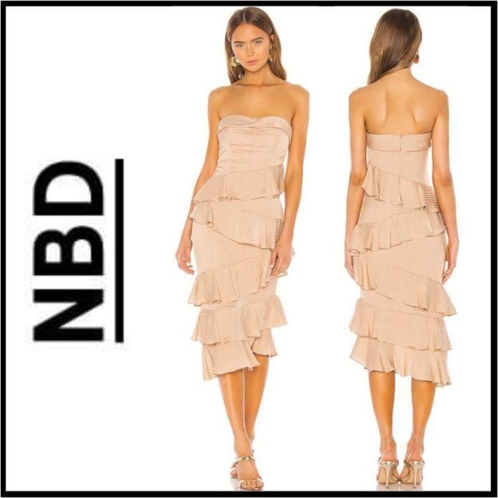 EUC NBD Alena Midi Dress in Nude Size XS